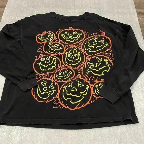 [XL]Vintage Hallmark Jack O Lantern Halloween Graphic LS Crew Neck  Shirt - Picture 1 of 6